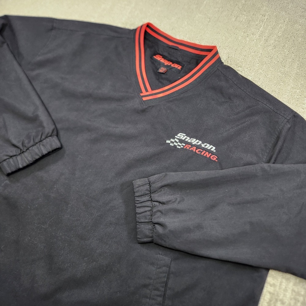 Snap on Racing Jacket Mens XXL Pullover V Neck Windbreaker Auto Shop Mechanic